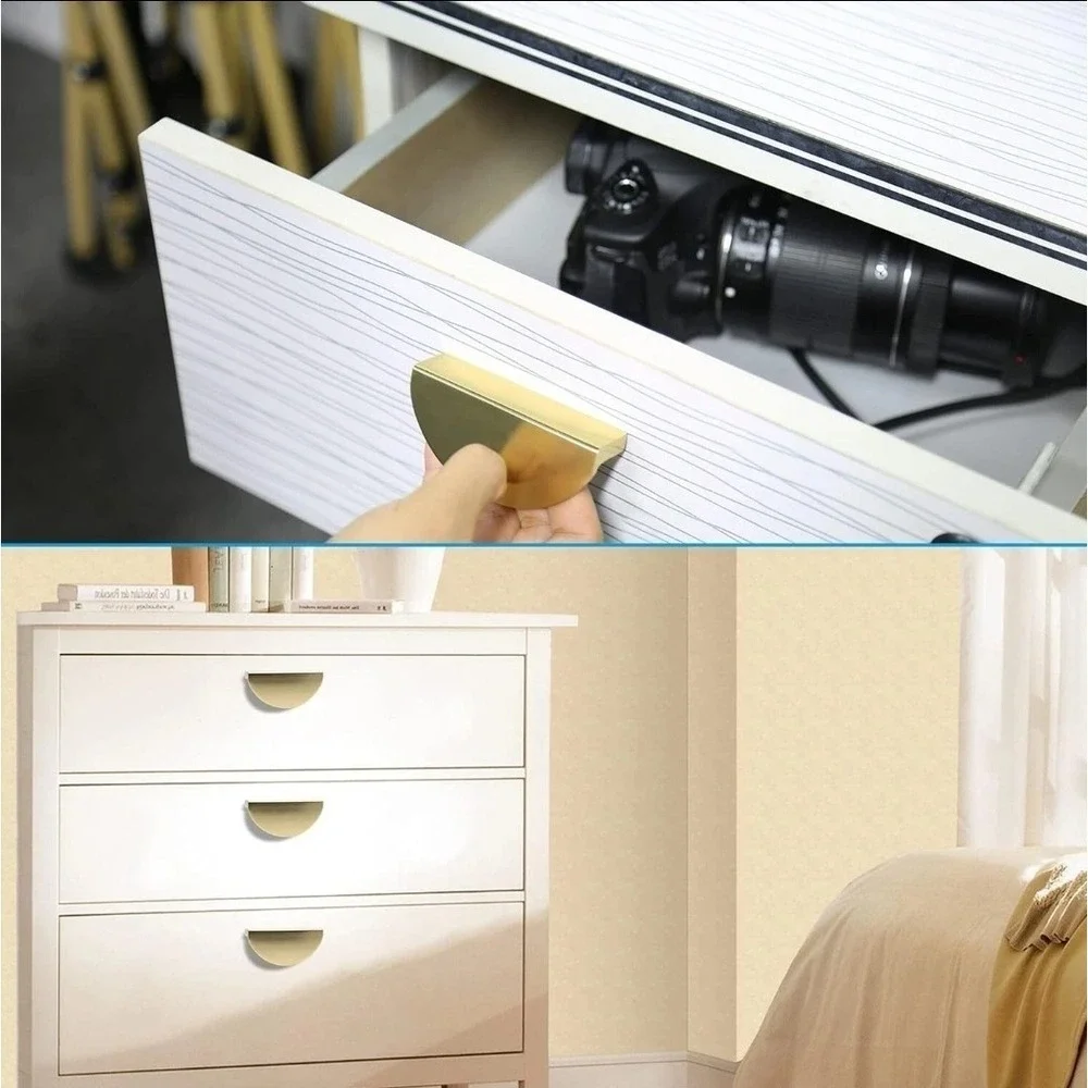 4 Half Moon Cabinet Pulls, 2 1/2 inch Drawer Pulls, Semicircle Pulls‎ Golden